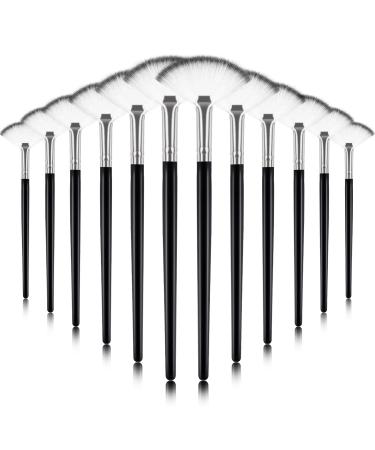 Taikula 12 Pieces Facial Brushes 7.8 Inch Fan Mask Brushes with Comfortable Wood Handle Soft Facial Applicator Brushes Tools for Glycolic Acid Peel Mask Makeup (Black and Silver)