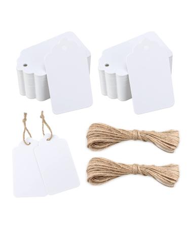 jijAcraft 100Pcs Paper Tags,Gift Tags with String,Blank Gift Bags Tags,White Kraft Labeling Tags for Crafts Wedding Christmas Thanksgiving Holiday,Party Favors Tags,Gift Wrap Tags (2.75"x1.57") 100Pcs 2.75"x1.57" White