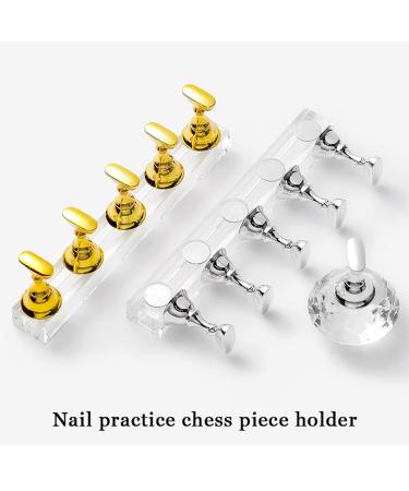 Acrylic Nail Exercise Stand - Magnetic Lotus Shape Holder Set for Beginners - Reusable Clear Crystal Nail Stand Bases - Pink - Buy Online on GoSupps.com