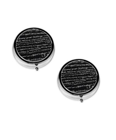 (Abstract Science Chemistry) Round Pill Box 3 Compartment Pill Box Mini Decorative Pocket Purse Portable Travel Medicine Tablet Vitamin Holder Organizer Pill Case