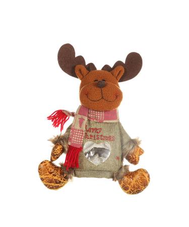 LALAFINA Pocket Christmas Bag Elk Heart Candy Linen Window Pouch Shape Favor Transparent Party