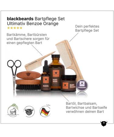 Blackbeard's Ultimate Beard Care Set - Benzoe-Orange Fragrance | Oil Balm Soap Brush Comb & Shears | Perfect Gift for Beards - Buy Online on GoSupps.com