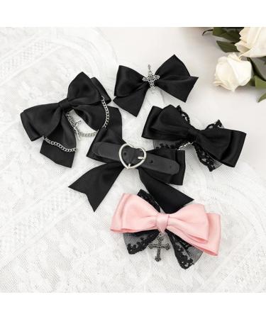 Gothic Lace Hair Clip Bow Large Barrette Bow Flat Clips Barrette Hairpin Bow Elegant Hair Clip for Bunches - Buy Online on GoSupps.com