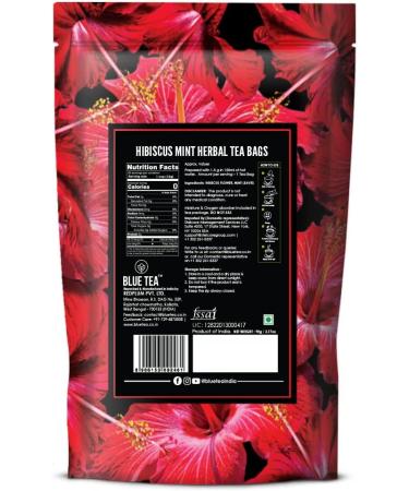 BLUE TEA - Hibiscus Mint Herbal Tea - 60 Tea Bags | CAFFEINE FREE | Christmas Tea Gifts | Hibiscus + Mint | Vegan - Gluten Free | Ziplock Pouch - Buy Online on GoSupps.com