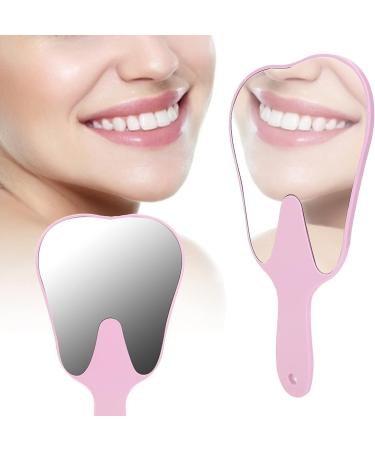 Cute Tooth Shaped Mirror with Handle Small Gift for Dental Clinic 3 Colors Available PC Material Designed for Oral Observation (Pink) - Buy Online on GoSupps.com