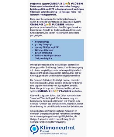 Doppelherz Omega-3 Family Liquid - Supports Brain Function & Immune System | 250mg DHA - 500ml (2 x 250ml) - International Shipping Available - Buy Online on GoSupps.com