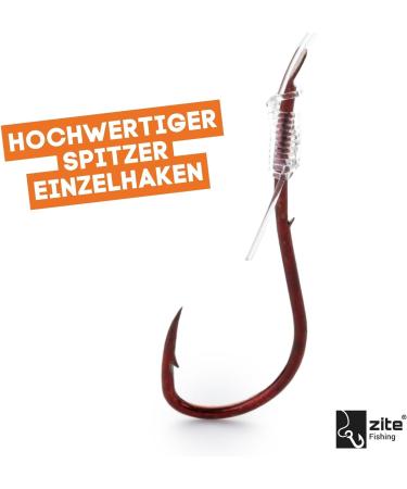Zite Fishing Aal Hook - 10 Pieces Monofilament Leader Line & Size 1-2 Fishing Hooks | Premium Red Fishing Gear - Buy Online on GoSupps.com