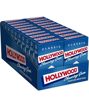 Hollywood Chewing Gum Classic Menthol Natural Flavors - 20 Packs of 20 Dragees (28g)