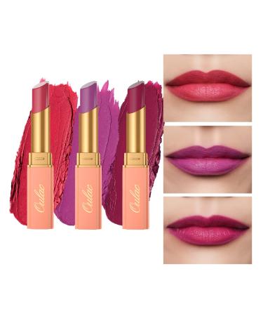 Oulac Soft Matte Lipstick Set Colour Riched Cream Texture with Moisturising Formula As both a blush and lipstick Purple Pink Lightweight Lip Cream Vegan & Cruelty-Free Bloom(Y3 Y4 Y11)