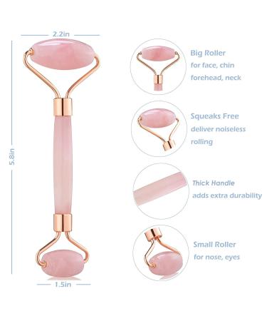 Rose Quartz Jade Roller for Face - Skin Care Massager for Women - Reduce Stress, Wrinkles, and Puffiness - Buy Online on GoSupps.com