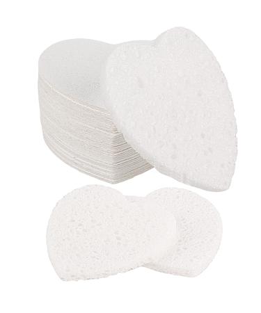 60 pieces white compressed face sponge heart reusable make-up sponge for cleaning and peeling face sponges for deep cleaning and make-up removal face cleaning