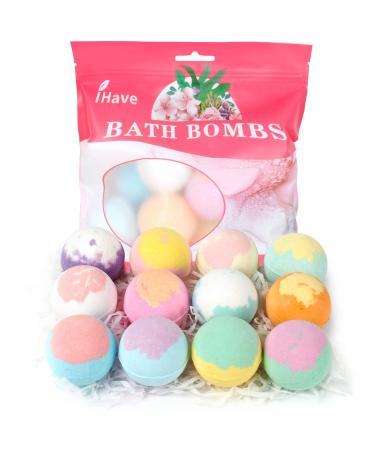 iHave Bath Bombs for Women, 12 Small Bath Bomb Bubble Bath Set Spa Gifts for Women, Natural Handmade Bath Bombs Rich in Essential Oils, Romantic Gifts for Her Small (Pack of 12)