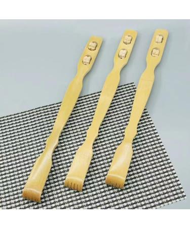 Premium Bamboo Back Scratcher & Massager with 2 Rollers for Neck Legs & Feet - International Shipping Available - Buy Online on GoSupps.com