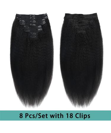 Clip in Hair Extensions Kinky Straight Clip in Hair Extensions Real Human Hair Natural Black for Women Remy Kinky Straight Human Hair Clip in Extensions Double Weft Seamless 120g/Set Clip in Extension 18inches 120g/Set - Buy Online on GoSupps.com