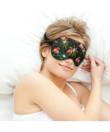 Flamingo & Exotic Leaves Pattern Sleep Mask - Adjustable Blindfold for Men and Women - Buy Online on GoSupps.com