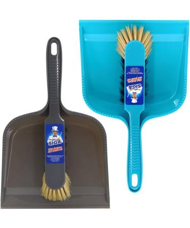 MR. SIGA Dustpan and Brush Set - Pack of 2, Blue & Grey | High-Quality Cleaning Tools - Buy Online on GoSupps.com
