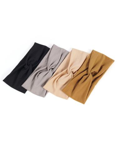 Boho Wide Headbands for Women - Non Slip Yoga Headbands 4 Pcs - Buy Online on GoSupps.com