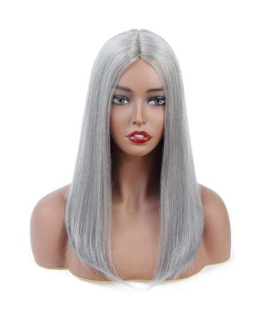 Real hair lace front wig ladies wig gray wig women heat -resistant alternative wig dense 150% synthetic wig long hair smooth hair medium length hair 18 inches