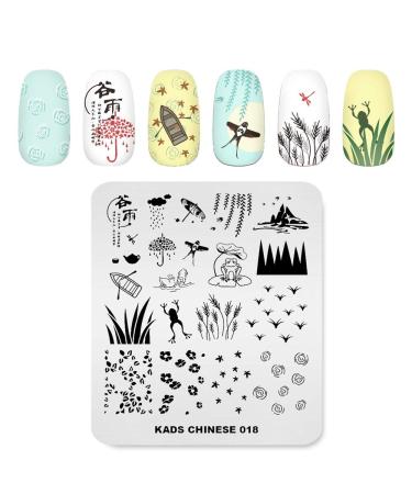KADS Nail Art Stamping Plate Spring Dragon Frog Duck Stencil Nail Art Design Decoration Tool Stamping Plate (CN018)