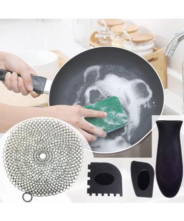Stainless Steel Scrubber Set for Cast Iron Iron Pans Cleaning Tools Set - Buy Online on GoSupps.com