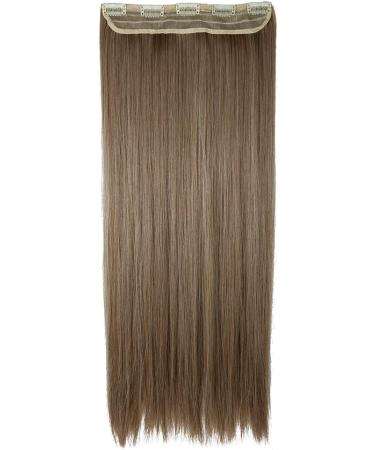 Synthetic Hair Extensions Clip in One Piece Straight Silky Hair Piece Ombre For Ladies - Ash Brown Mix Bleach Blonde(26" Inch/66CM 120g) - Buy Online on GoSupps.com