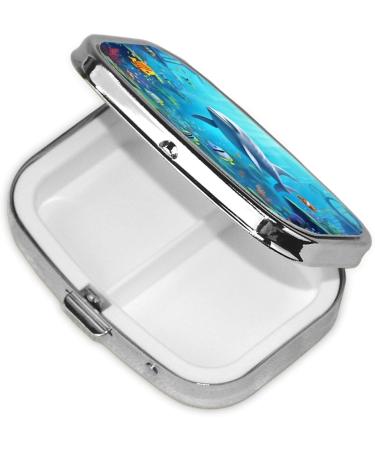 Ocean Animals Printed Square Pill Box | Portable Travel Medicine Organizer | International Shipping Available - Buy Online on GoSupps.com