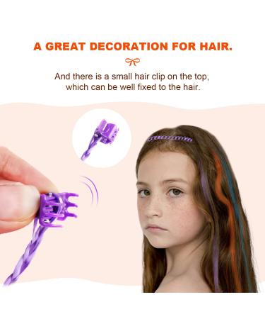 Viksaun 30 Colorful Hair Strands with Clips | Neon Braided Extensions & Kids' Hair Accessories for Birthdays - Buy Online on GoSupps.com
