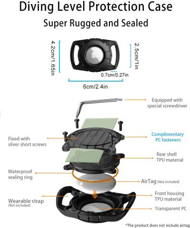 IP68 Waterproof Airtag Holder for Dogs & Cats - Compatible Apple Airtag Pendant & Keychain - Black - 1 Piece - Buy Online on GoSupps.com