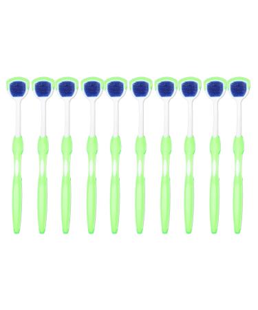10 Pack Tongue Scrapers - Ergonomic Silicone Tongue Cleaners for Fresh Breath | Green - Buy Online on GoSupps.com
