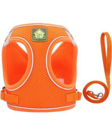Femax Soft Mesh Dog Harness with Leash for Small & Medium Dogs | Adjustable No Pull Vest & Reflective Design for Chihuahua & Cats - XS (26-29cm) - Orange - Buy Online on GoSupps.com