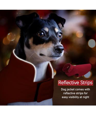 Windproof Winter Fleece Dog Jacket for Cold Weather Reflective Pet Vest for Large Breeds - Burgundy XL - Buy Online on GoSupps.com