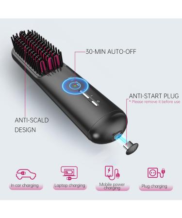 Buy Cordless Hair Straightener Brush - Portable Mini Straightening Brush with Ceramic Coating Negative Ion Technology Anti-Scald USB C Rechargeable for Travel - Lightweight & Easy to Carry - Buy Online on GoSupps.com