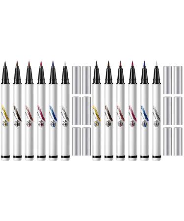 Didiseaon 12 Pcs Colored Eyeliner White Liquid Eyeliner Neon Liquid Eyeliner Cosmetics Abs Miss No Smudge