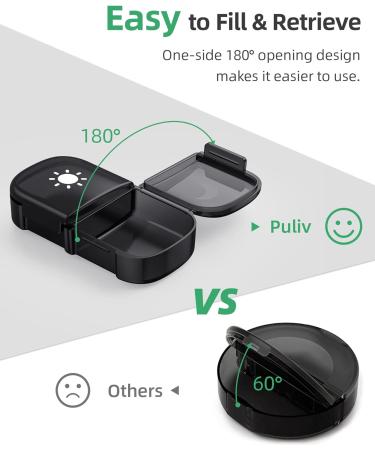 Large Weekly Pill Organizer 2x Daily AM PM One-Side Open Pill Box, 7 Day, Black Privacy Protection for Vitamins & Medication - Buy Online on GoSupps.com