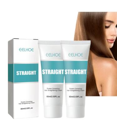 EDSN Protein Correcting Hair Straightener Cream  Silk and Gloss Hair Straightening Cream Smoothing Collagen Hair Straightener Cream for All Hair Types (2Pcs 60ml)