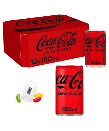 Coca Cola Zero Sugar Soft Drink Can 150ml Soft Drinks Mini Cans 150ml Coca Zero Sugar 150Ml Mini Cans 12-24Pcs Boxed Treatz (Zero Coke 12 Pack)