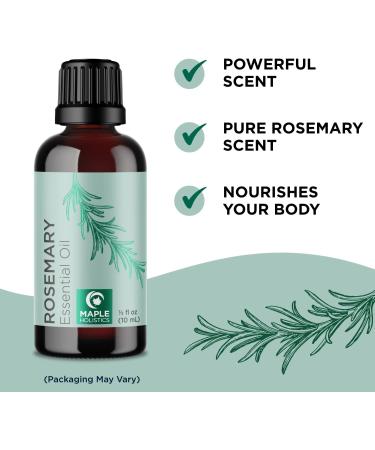 Pure Rosemary Essential Oil for Aromatherapy - 0.33 Fl Oz - Hair, Skin, Nails - Cleansing & Enhancing Oil for Diffusers - Dry Scalp Treatment and Shine Boost - Buy Online on GoSupps.com