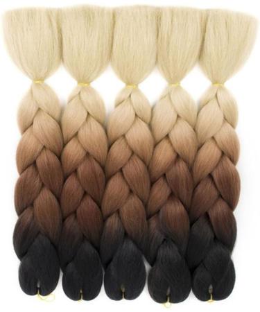 6pc/Lot 24inch Synthetic Ombre Kanekalon Jumbo Braiding Hair Extension 100g High Temperature Synthetic African Box Braids Crochet Twist Braided Hair Extension (Tlightbrown) - Buy Online on GoSupps.com