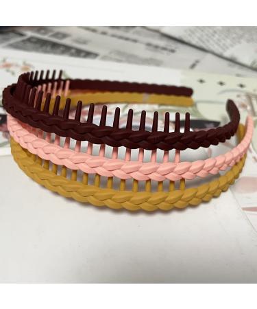 6pcs Braided Thin Headbands for Girls and Women - Plastic Tooth Hairbands for Pigtail Hairstyles | Hair Accessories - Buy Online on GoSupps.com