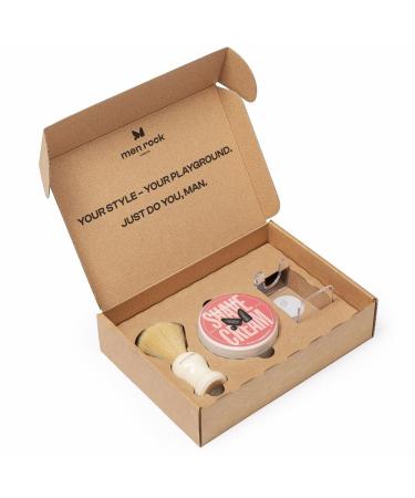 Men Rock the Life Shaver Set | Black Pomegranate Essential Razor Shaving Cream Brush & Holder - Premium Grooming for Men - Buy Online on GoSupps.com