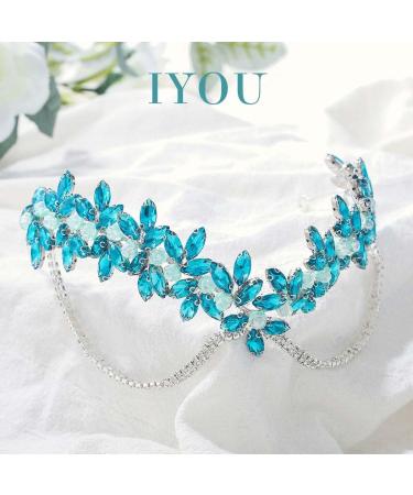 IYOU Snowflakes Fairy Headband Blue Rhinestone Princess Crown Headpiece Crystal Cosplay Christmas Hair Accessories for Women - Buy Online on GoSupps.com