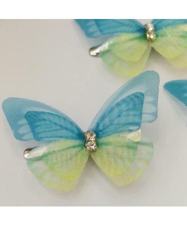 Handmade Realistic 3D Green Butterfly Hair Clips - Set of 5 Blue Hair Pins for Women and Girls | Wedding Decorative Hair Accessories - Buy Online on GoSupps.com