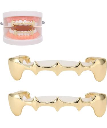 Custom Fit Vampire Hip Hop Teeth Grillz Set - Gold Dracula Teeth for Rappers & Halloween Cosplay - Buy Online on GoSupps.com