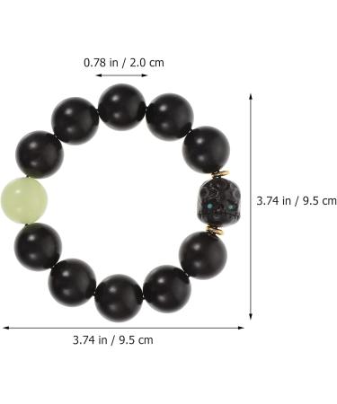 Heallily Wooden Pearl Buddhist Bracelet - Retro Black Jewelry for Men & Women | Perfect Birthday Gifts (9.5x9.5x2cm) - Buy Online on GoSupps.com