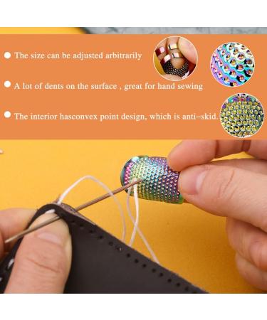 12 Pcs Adjustable Metal Sewing Thimble Set with Leather Coin Thimble - Hand Sewing Needle Kit and Finger Protector for DIY - Style 02 - Buy Online on GoSupps.com