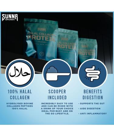 SUNNA SUPPLEMENTS Halal Bovine Collagen Protein Powder for Hair, Skin, Nails & Joints - Rich Protein for Women and Men - Buy Online on GoSupps.com