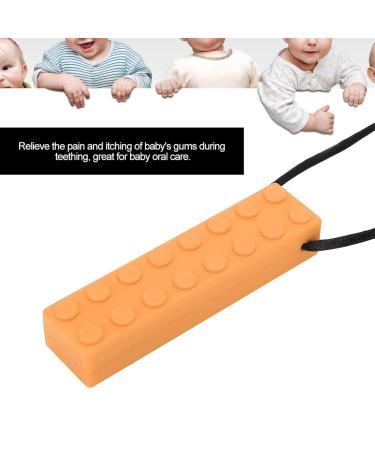 Silicone Building Blocks Baby Teether Necklace | Teething Stick Chew Pendant for Babies (Orange) - Buy Online on GoSupps.com