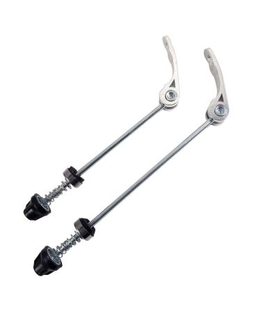 DEER U Road Mountain Bicycle MTB Wheel Hub Front and Rear Skewers Quick Release Skewer Clip Bolt Lever Axle QR 145/180 mm, a Pair Silver
