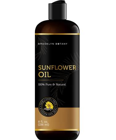 Brooklyn Botany Sunflower Oil for Skin  Hair and Face   100% Pure and Natural Body Oil and Hair Oil - Carrier Oil for Essential Oils  Aromatherapy and Massage Oil   8 fl Oz 8 Fl Oz (Pack of 1)