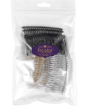 Frcolor 12pcs 20 Teeth Metal Wire Hair Combs - Golden White Black | Hair Clip Side Combs - Buy Online on GoSupps.com